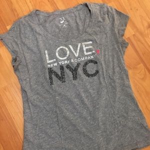 New York & Co Stone "LOVE" Graphic Logo Tee